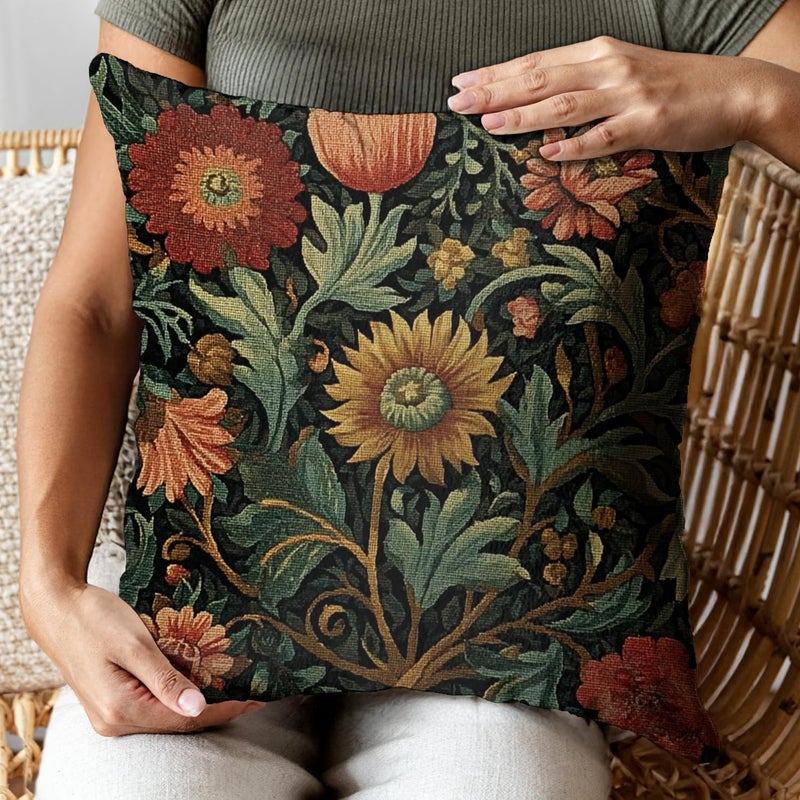 RBAFAO William Morris Inspired Abstract Vintage Floral Design Throw Pillow Covers Home Decor Art Pillowcase Cushion Cover for Bed Sofa Living Room, Car Indoor and Outdoor (Flowers, 18x18inches) - Image 5